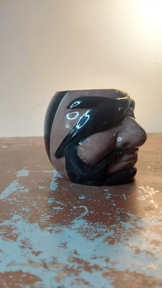 Glass Pirate Head Tiki Mug Cup Planter Display Decor AS-IS