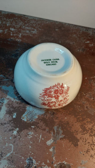 1960s Red floral pattern bowl by Jackson China for Gold Bros Chicago, restaurantware (T&M)