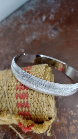 Brushed Silver Tone Textured Bracelet Bangle by Monet
