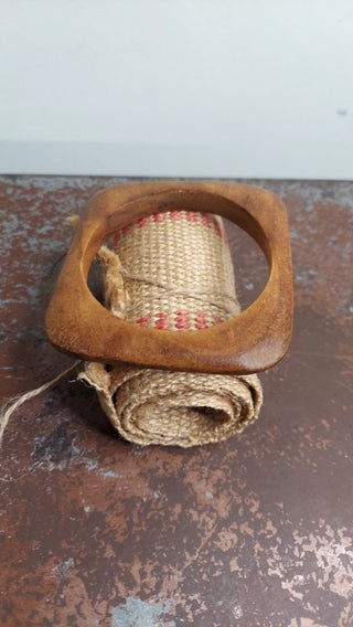 Square Carved Wood Mod Bangle Bracelet