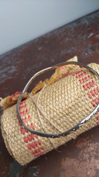 Natural Wavy Design Bangle Bracelet, Mexico Silver. Has been resized no Marks - AS-IS