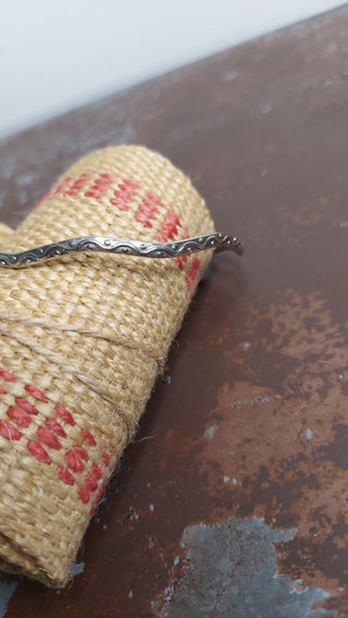 Natural Wavy Design Bangle Bracelet, Mexico Silver. Has been resized no Marks - AS-IS