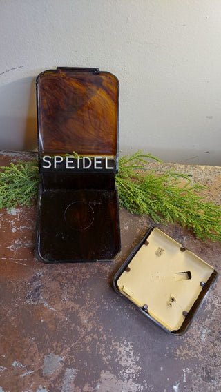 1950s "SPEIDEL" cufflink & Tie Clip - lucite plastic tortoise display case