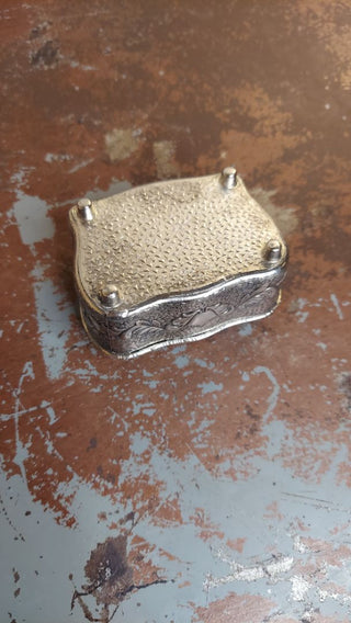 Art Nouveau Style Ornate Silver Tone Jewelry Ring Casket, red velvet lined (As-Is)