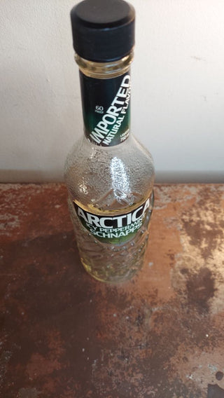 Extremely Rare - 1979 Arctica Icy Peppermint Schnapps by Arctica Distilling Corp, bottle by Dominion Glass Company “Domglas Ltd” - EMPTY - Breweriana