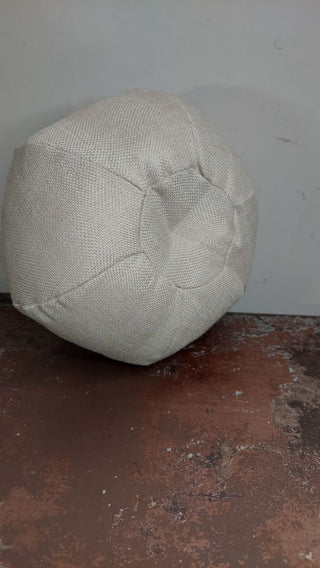 9" Linen & Faux leather cottage pumpkin decorative accent pillow - locally made