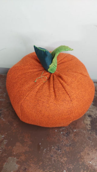 a.) 9.5" farmhouse cottage orange pumpkin decorative accent pillow - locally made