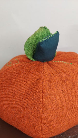 a.) 9.5" farmhouse cottage orange pumpkin decorative accent pillow - locally made