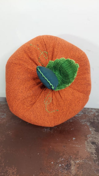 b.) 9.5" farmhouse cottage orange pumpkin decorative accent pillow - locally made