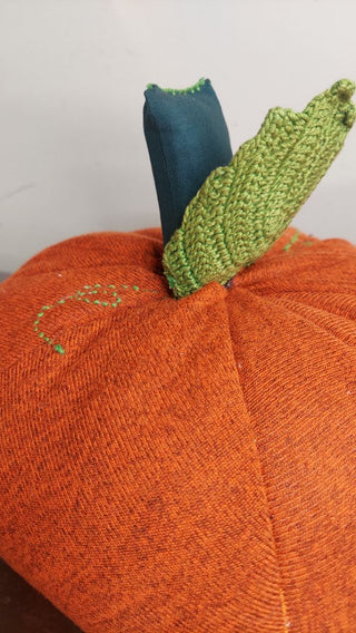 b.) 9.5" farmhouse cottage orange pumpkin decorative accent pillow - locally made