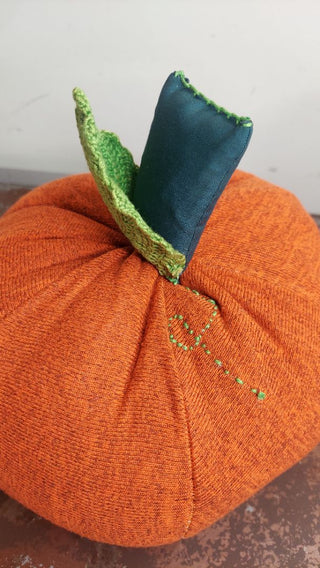 b.) 9.5" farmhouse cottage orange pumpkin decorative accent pillow - locally made