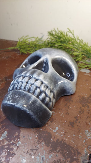 Artist Original - Life Size Skull Face Plaster Wall Mount Sculpture - Hand Painted & Glow in dark UV blacklight reactive, AS-IS