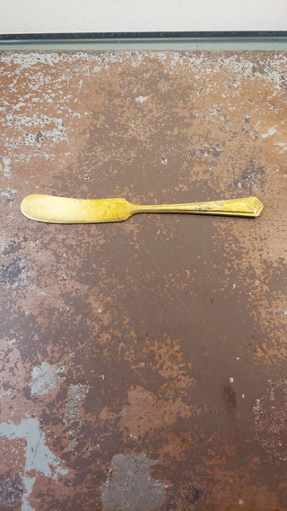 Butter knife - Gold Electroplate, Scrolls & Dots by DS As-Is