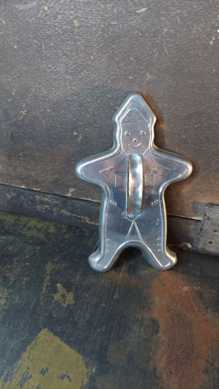 1950s Ginger Bread Man (cowboy, officer, mailman) aluminum cookie cutter (As-Is)