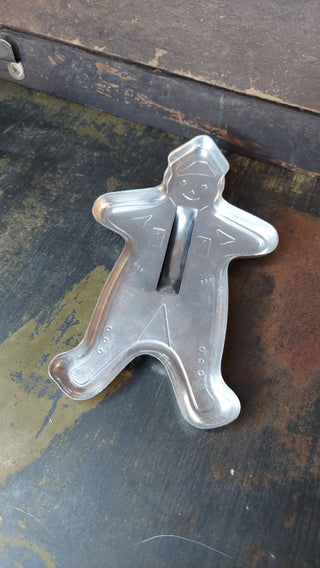 1950s Ginger Bread Man (cowboy, officer, mailman) aluminum cookie cutter (As-Is)
