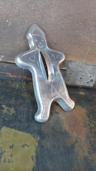 1950s Ginger Bread Man (cowboy, officer, mailman) aluminum cookie cutter (As-Is)