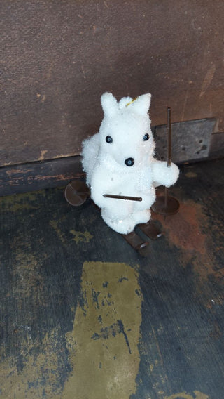 Skiing Snow Squirrel - flocked blow mold ornament