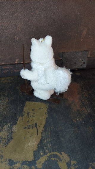 Skiing Snow Squirrel - flocked blow mold ornament