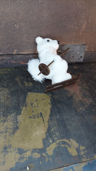 Skiing Snow Squirrel - flocked blow mold ornament