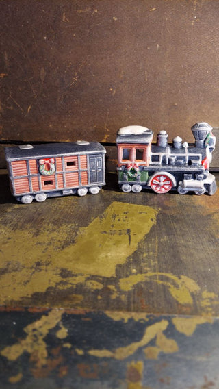 (2pc) Heritage Heartland Valley Village Hand Painted Porcelain Train Set - Dickens Keepsake