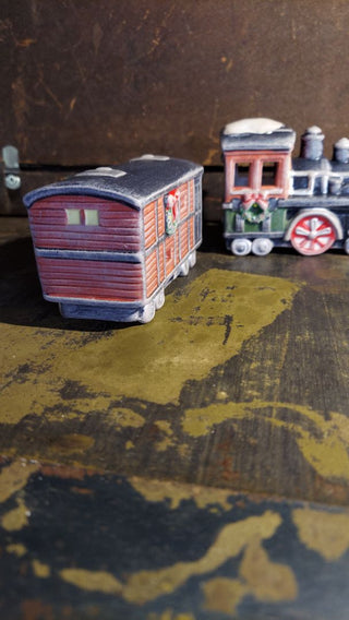 (2pc) Heritage Heartland Valley Village Hand Painted Porcelain Train Set - Dickens Keepsake