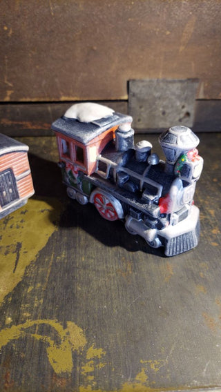 (2pc) Heritage Heartland Valley Village Hand Painted Porcelain Train Set - Dickens Keepsake