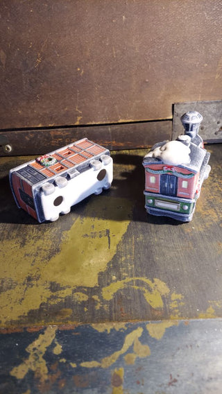 (2pc) Heritage Heartland Valley Village Hand Painted Porcelain Train Set - Dickens Keepsake