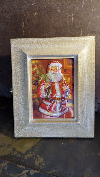 Classic Santa Claus, Father Christmas Decorating - three dimensional wall art - rustic framed