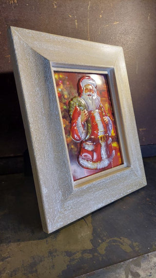 Classic Santa Claus, Father Christmas Decorating - three dimensional wall art - rustic framed