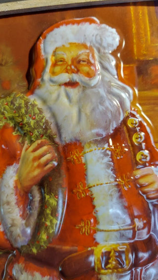Classic Santa Claus, Father Christmas Decorating - three dimensional wall art - rustic framed
