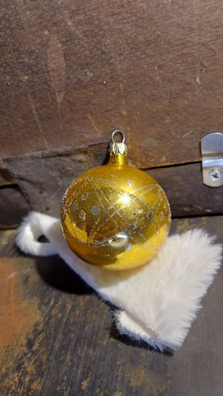 Midcentury Gold Mica Glitter Mercury Glass Christmas Ornament by Shiny Brite