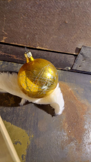 Midcentury Gold Mica Glitter Mercury Glass Christmas Ornament by Shiny Brite