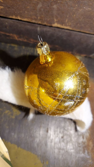 Midcentury Gold Mica Glitter Mercury Glass Christmas Ornament by Shiny Brite