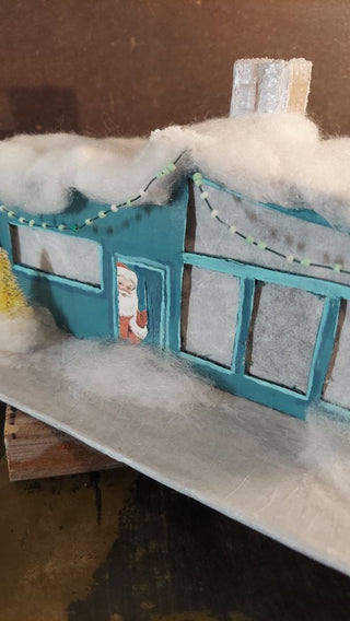 Santas Midcentury Christmas Ranch putz house - Christmas Village (As-Is)