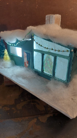 Santas Midcentury Christmas Ranch putz house - Christmas Village (As-Is)