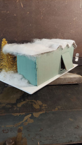 Palm Springs rick rack roof Mid-century Christmas Putz house - Christmas village (As-Is)