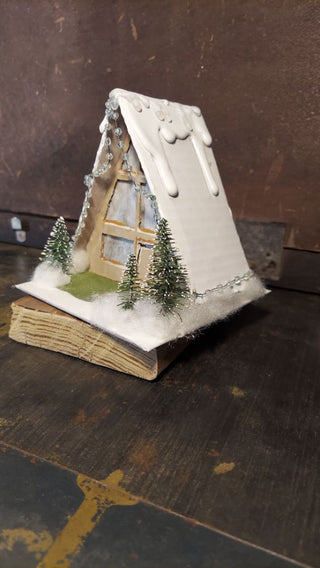Gingerbread A-Frame Midcentury Christmas putz house,  Christmas village (As-Is)