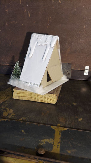 Gingerbread A-Frame Midcentury Christmas putz house,  Christmas village (As-Is)