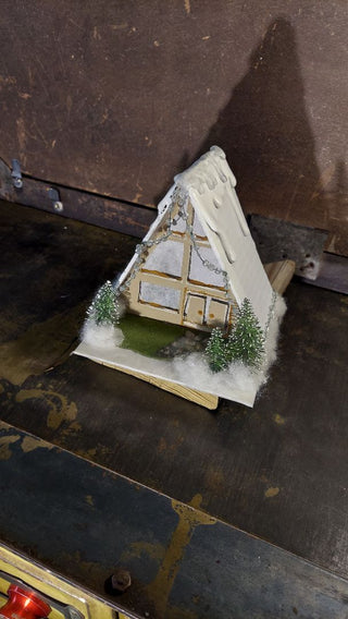 Gingerbread A-Frame Midcentury Christmas putz house,  Christmas village (As-Is)