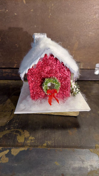 Little Red Christmas Cottage putz house - Christmas Village (As-Is)