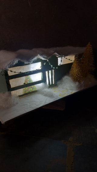 Palm Springs rick rack roof Mid-century Christmas Putz house - Christmas village (As-Is)