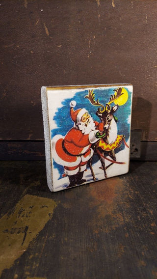 The Night Before Christmas - illustration on distressed reclaimed wood with glitter