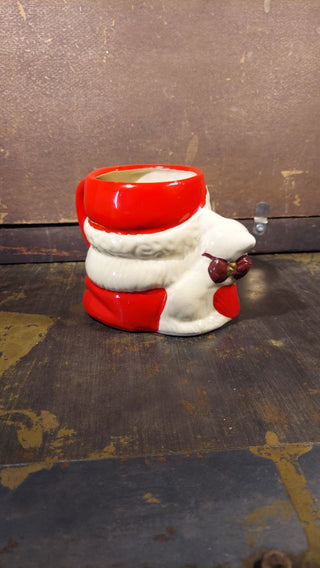 RARE - Large Midcentury Santa Head Figurine Mug with pet on his shoulder (As-Is)