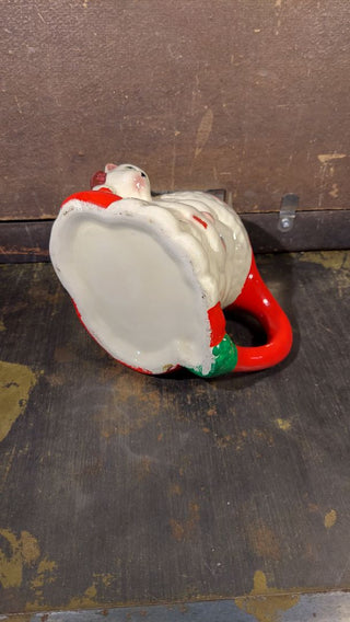 RARE - Large Midcentury Santa Head Figurine Mug with pet on his shoulder (As-Is)