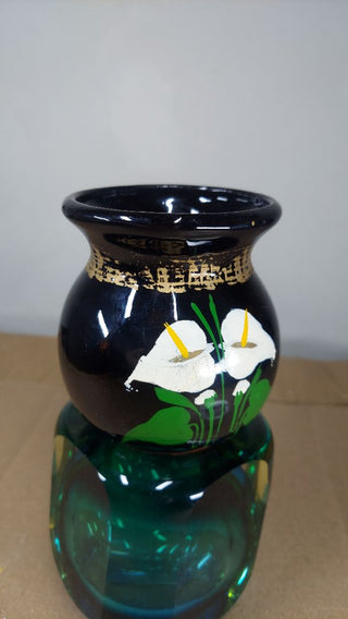 B. Hand painted Lilies - Folk Art Artisan Mexican Redware Mug (As-Is)