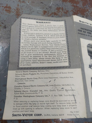 1970s Smith-Victor Super 8 and Movie Lights - Model Q20 (As-Is) untested