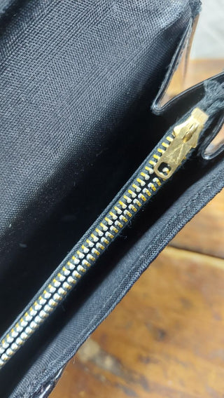 Evening black patented leather clutch purse