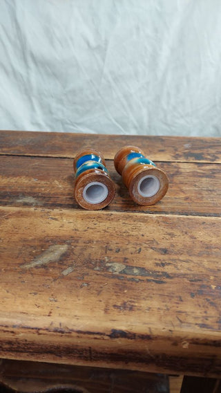 1960s "Hawaii and Aloha" wooden salt and pepper shaker set - souvenirs with new stoppers