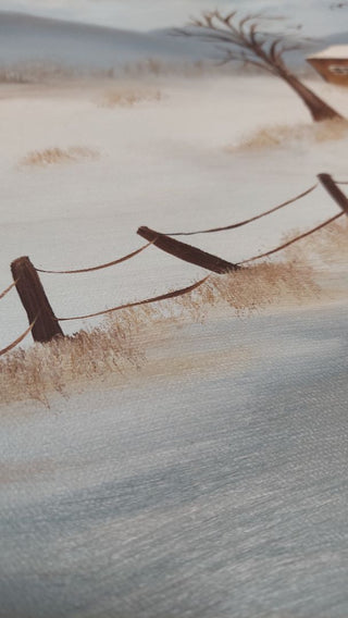 16x20 winter on the farm - oil on canvas