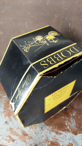 1950s "Dobbs & Co. New York" hat box, NO HAT, includes original paper holder, tissue, shaper. (As-Is)